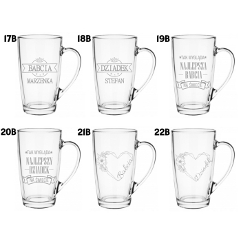 Zestaw Szklanka 400ml i Kufel 500ml Z Grawerem Prezent Dzień Babci Dziadka