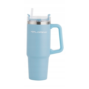Duży Kubek termiczny ze słomką i uchwytem Aviator Florina 900ml błękitny