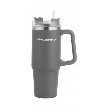 Duży Kubek termiczny ze słomką i uchwytem Aviator Florina 900ml szary