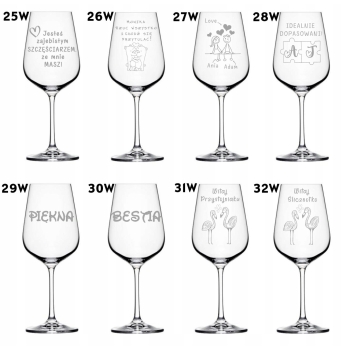 Zestaw 2 Kieliszek do wina 450ml GRAWER dla pary w pudełku WZORY Urodziny