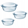 Zestaw 3 x Naczynie żaroodporne z pokrywą Pyrex Okrągłe 1,3L 2,1L 3L