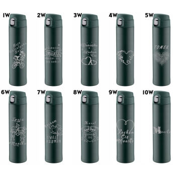 Kubek termiczny zielony z ustnikiem blokadą 520ml GRAWER logo walentynki