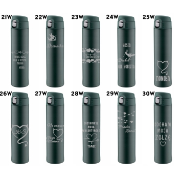 Kubek termiczny zielony z ustnikiem blokadą 520ml GRAWER logo walentynki