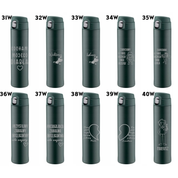 Kubek termiczny zielony z ustnikiem blokadą 520ml GRAWER logo walentynki