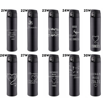 Kubek termiczny czarny z ustnikiem blokadą 520ml GRAWER logo walentynki, Dzień Kobiet,