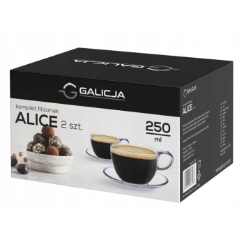 Zestaw 2 szklanych filiżanek ALICE 250ml