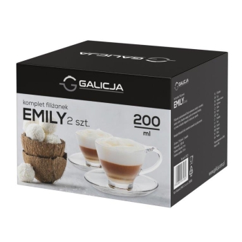 Zestaw 2 szklanych filiżanek Emily 200ml