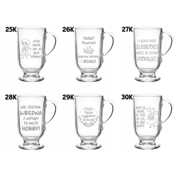 Szklanka do kawy Latte na Stopce 310ml grawer z Twoim LOGO na Dzień Kobiet