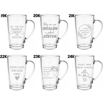 Kubek Szklany Wysoki 400ml z grawerem logo Dzień Kobiet Matki Urodziny