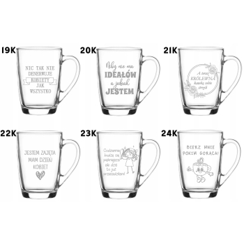 Szklany kubek z grawerem 300ml prezent Twój Napis Logo Dzień Kobiet