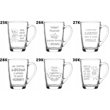 Szklany kubek z grawerem 300ml prezent Twój Napis Logo Dzień Kobiet