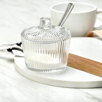 Cukiernica ryflowana cukierniczka szklana w prążki Anastazja 200ml