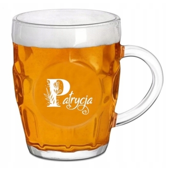 Szklany kufel do piwa z grawerem 500 ml tekst logo urodziny Dzień Kobiet