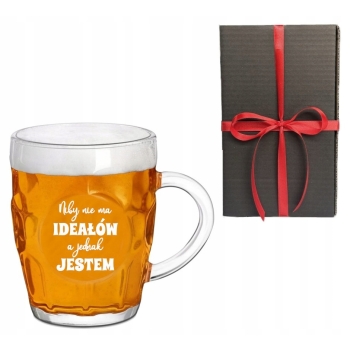 Szklany kufel do piwa z grawerem 500 ml tekst logo urodziny Dzień Kobiet