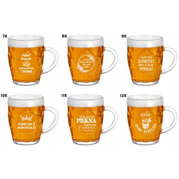 Szklany kufel do piwa z grawerem 500 ml tekst logo urodziny Dzień Kobiet