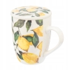 Kubek porcelanowy z metalowym zaparzaczem i pokrywką Cytryny 340ml