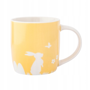 Kubek porcelanowy 360ml Wielkanocny Zajączek z motylem żółty
