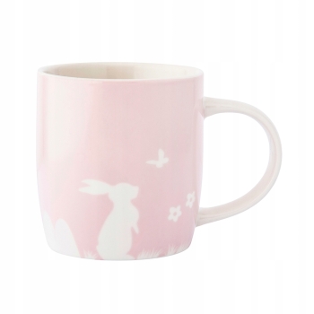 Kubek porcelanowy 360ml Wielkanocny Zajączek z motylem różowy