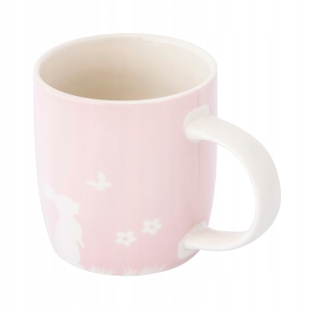 Kubek porcelanowy 360ml Wielkanocny Zajączek z motylem różowy