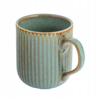 Kubek porcelanowy 400ml Retro Reactive sage stripes zielony