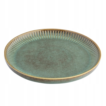 Talerz porcelanowy deserowy 20,5 cm Retro Reactive Sage stripes zielony