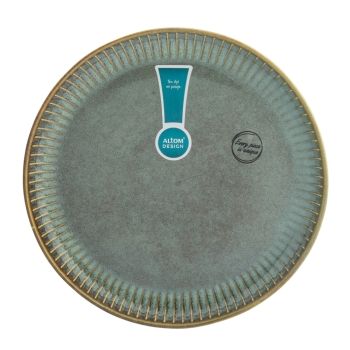 Talerz porcelanowy deserowy 20,5 cm Retro Reactive Sage stripes zielony