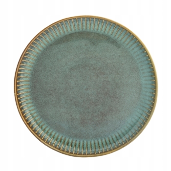 Talerz porcelanowy deserowy 20,5 cm Retro Reactive Sage stripes zielony