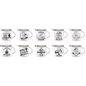 Kubek ceramiczny 250ml Camping dla podróżnika turystyczny TWÓJ NAPIS Wzory