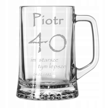 Kufel do Piwa z grawerem na prezent Logo Imię Urodziny 620ml