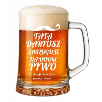 Kufel do piwa na Prezent z grawerem Dzień Ojca dla Taty Różne Wzory 620ml