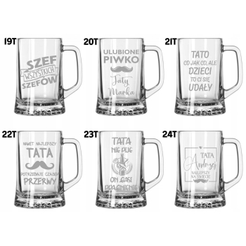 Kufel do piwa na Prezent z grawerem Dzień Ojca dla Taty Różne Wzory 620ml