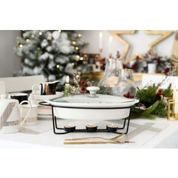 Naczynie ceramiczne na stelażu z podgrzewaczami Regular 1,4L