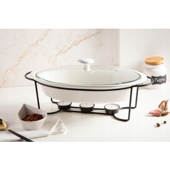 Naczynie ceramiczne na stelażu z podgrzewaczami Regular 1,4L