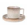Filiżanka porcelanowa ze spodkiem 200ml Retro Gambia kremowa