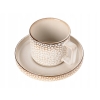 Filiżanka porcelanowa ze spodkiem 200ml Retro Gambia kremowa