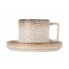 Filiżanka porcelanowa ze spodkiem 200ml Retro Gambia kremowa