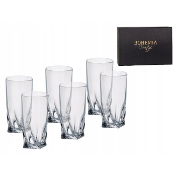 Szklanki kryształowe do drinków wysokie Bohemia Quadro 350ml 6 sztuk