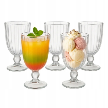Zestaw 6 szklanek na nóżce do koktajli drinków lemoniady Venus 310 ml