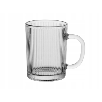 Zestaw 6 szt kubki szklane w paski prążki 350 ml Firenza