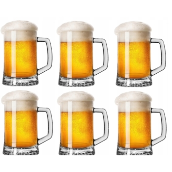 Zestaw 6 x szklany kufel z uchwytem do piwa 620ml SOLIDNY