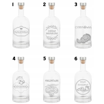 Karafka z korkiem do nalewki z grawerem na prezent TWÓJ NAPIS Logo 700ml