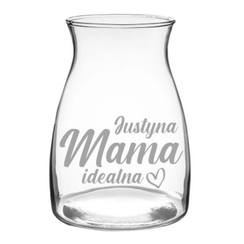 Wazon szklany na kwiaty z grawerem na prezent Dzień Mamy 20 cm Malwa