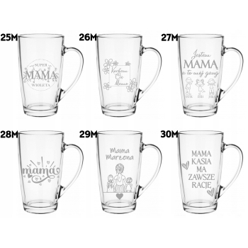 Zestaw 2 Szklanych Kubków Wysokich 400ml Grawer Logo Prezent Dzień Matki