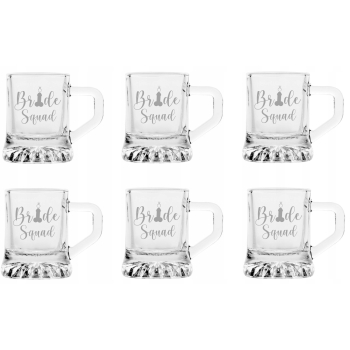 Kieliszki do wódki z grawerem Mini kufelki TWÓJ NAPIS Panieński 6 szt 30ml