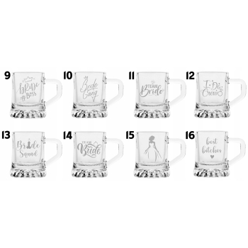 Kieliszki do wódki z grawerem Mini kufelki TWÓJ NAPIS Panieński 6 szt 30ml