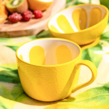 Filiżanka ceramiczna do kawy i herbaty Tropicana żółta cytryna 470 ml