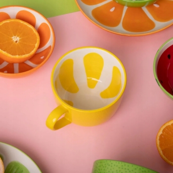 Filiżanka ceramiczna do kawy i herbaty Tropicana żółta cytryna 470 ml