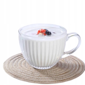 Zestaw 6 x Duża szeroka filiżanka szklana 460ml Venus prążki paski
