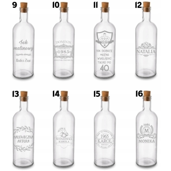 Szklana Butelka z grawerem TWÓJ NAPIS do soku oliwy nalewek wina 700ml