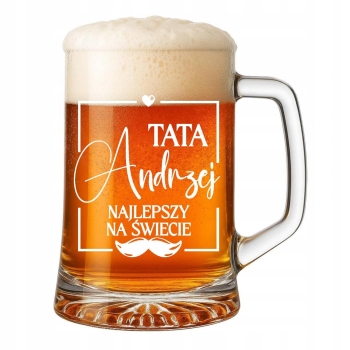 Kufel do piwa z grawerem TWÓJ NAPIS Prezent na Dzień Chłopaka Ojca 620ml